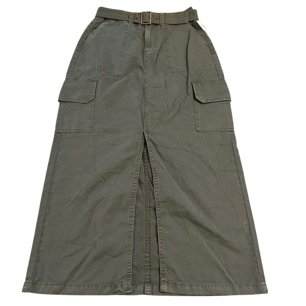 Maurices Maxi Cargo Skirt Womens 0 Olive Green Utility Indie Streetwear Retro